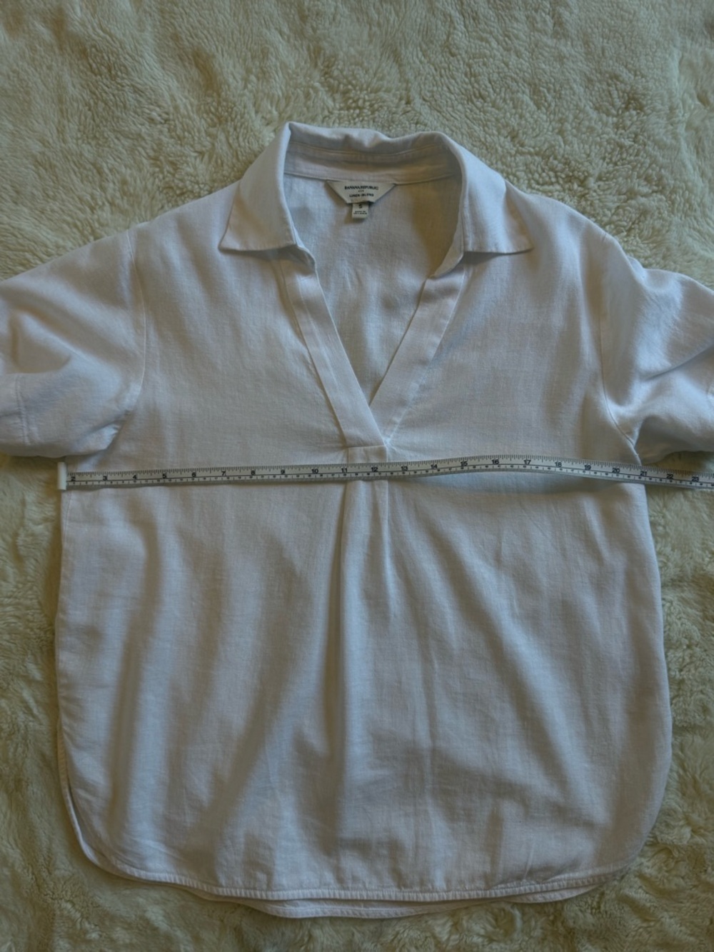 BANANA REPUBLIC WHITE LINEN BLEND RELAXED BUTTON DOWN SHIRT SMALL - Picture 5 of 7